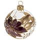Palla Natale vetro trasparente con fiore fucsia oro 6 cm s1