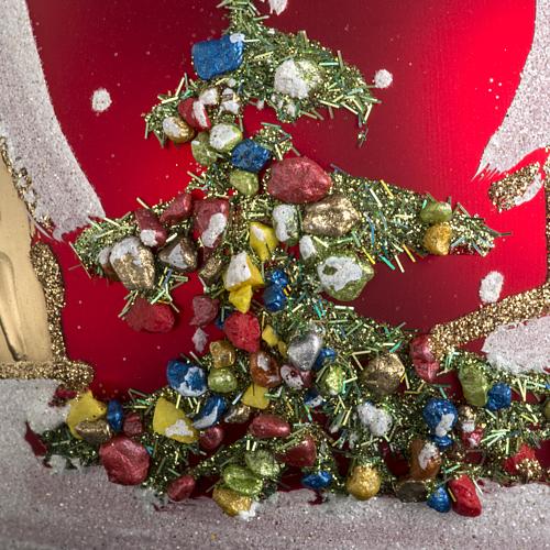 Addobbo albero Natale vetro rosso paese neve 12 cm 3