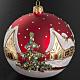 Addobbo albero Natale vetro rosso paese neve 12 cm s2
