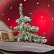 Addobbo albero Natale vetro rosso paese neve 12 cm s5