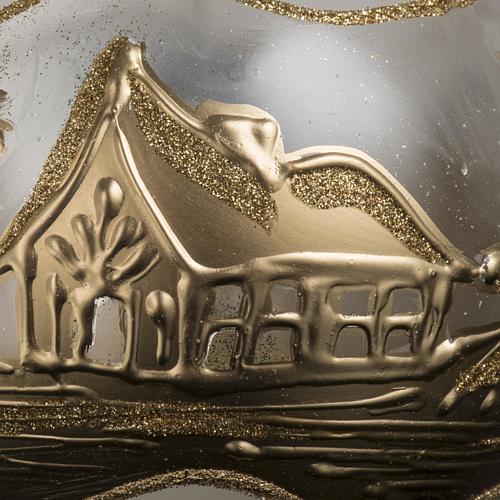 Boule de Noel paysage doré 12 cm 3