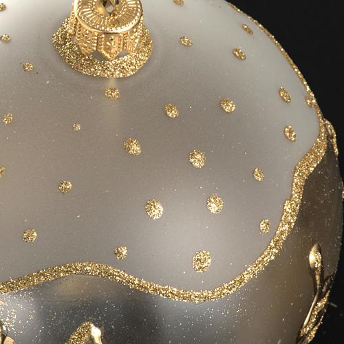 Addobbo albero Natale vetro bianco oro paese neve 12 cm 4