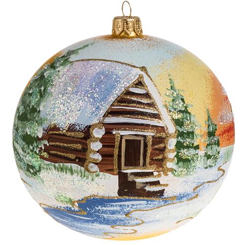 Adorno árbol de Navidad vidrio pintado pueblo 12 cm. 1