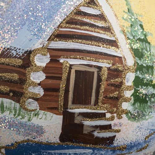 Addobbo albero Natale vetro dipinto paese 12 cm 4