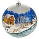 Christmas blown glass bauble with a snow paysage 12cm s1