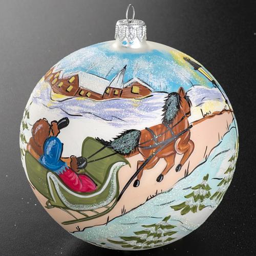 Christmas blown glass bauble with sledge 12cm 2