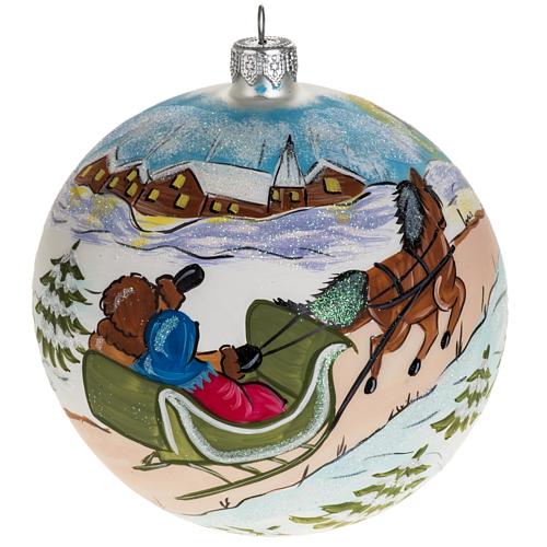 Addobbo albero Natale dipinto a mano 12 cm vetro 1