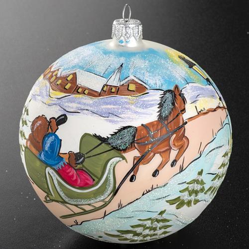 Addobbo albero Natale dipinto a mano 12 cm vetro 2