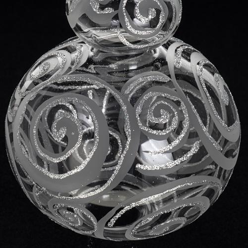 Puntale albero Natale vetro trasparente decori argento 3
