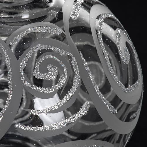 Puntale albero Natale vetro trasparente decori argento 4