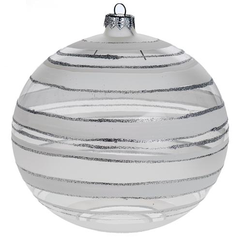Christmas blown glass bauble with silver decorations 15cm 1