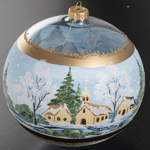 Christmas blown glass bauble with paysage 10cm 3