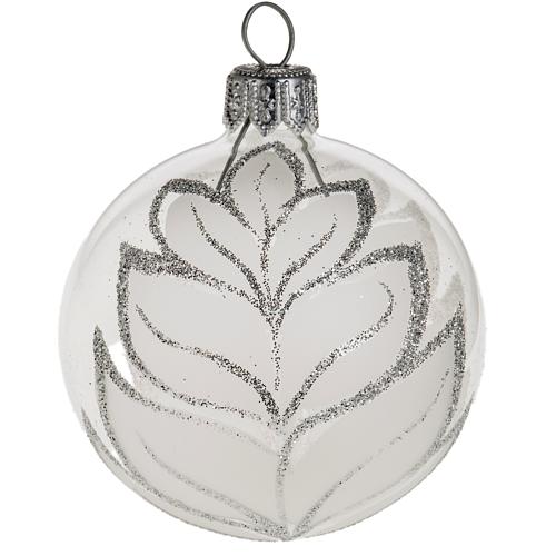 Boule de Noel verre feuille argentée 6 cm 1