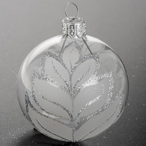 Boule de Noel verre feuille argentée 6 cm 4