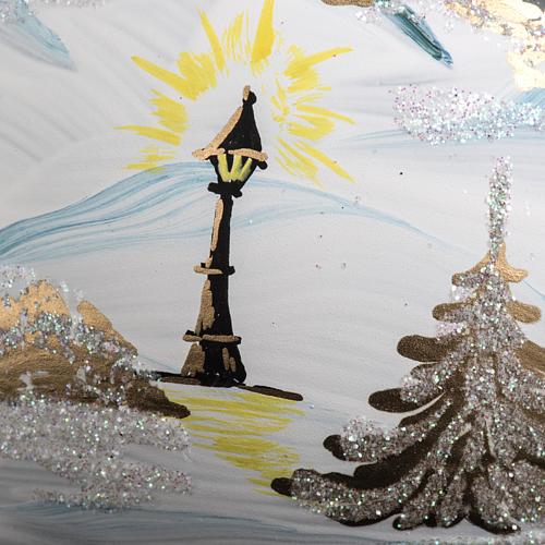 Adorno árbol de Navidad vidrio pintado 10 cm. con pueblo 5