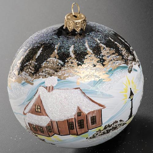 Christmas blown glass ball ornament with paysage 10cm 3
