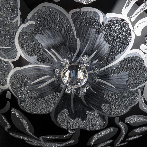 Addobbo albero Natale sfera vetro nero argento 10 cm 4