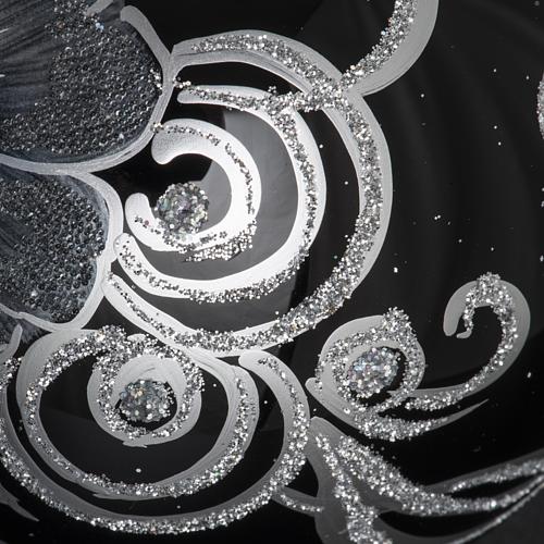 Addobbo albero Natale sfera vetro nero argento 10 cm 5