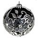 Addobbo albero Natale sfera vetro nero argento 10 cm s1