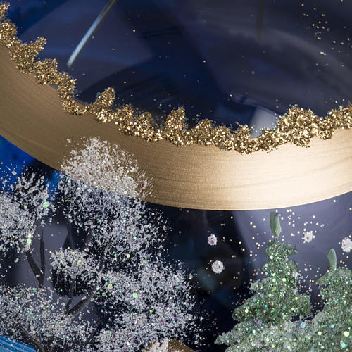 Addobbo albero Natale paese vetro blu 10 cm 4