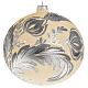 Christmas bauble, ivory and silver glass 15cm s1