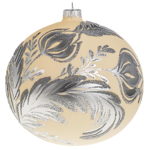 Addobbo albero Natale vetro avorio argento 15 cm 1