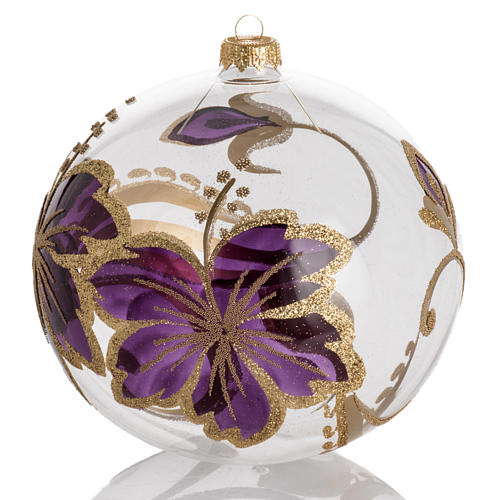 Tannenbaumkugel Glas golden und violett Dekorationen, 15cm 1