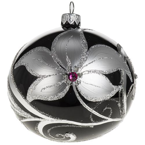 Christmas tree bauble glass black and silver, 10cm 1