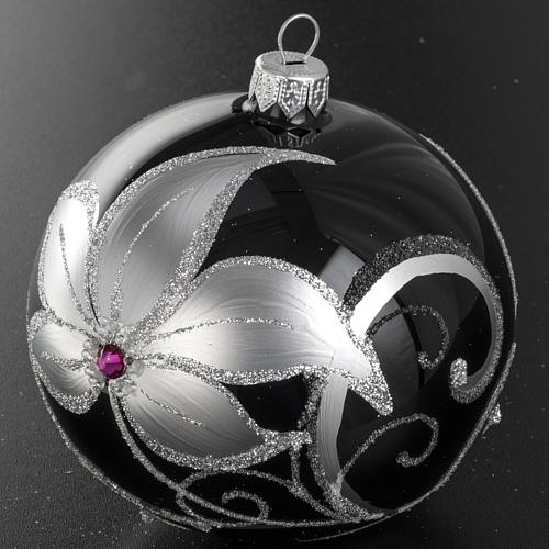Christmas tree bauble glass black and silver, 10cm 3