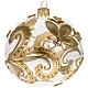 Boule de Noel verre transparent peint fleurs dorées 10 cm s1