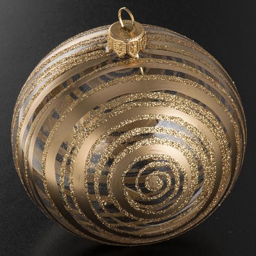Christmas bauble, blown glass golden and transparent 10cm 2
