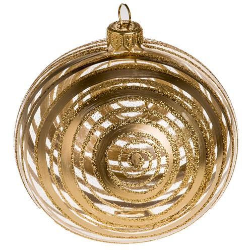 Christmas bauble, blown glass golden and transparent 10cm 1