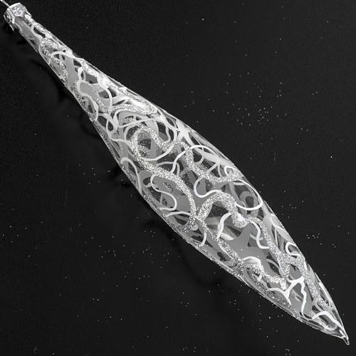 Addobbo albero goccia vetro argento 2