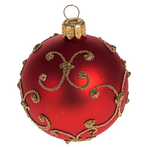 Boule De Noel En Verre Soufflé Rouge Satiné 6 Cm