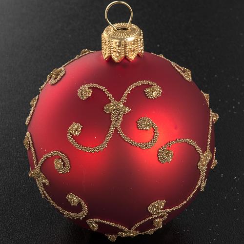 Boule de Noel en verre soufflé rouge satiné 6 cm 2