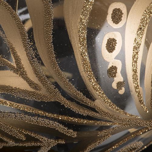 Addobbo albero vetro trasparente decorazioni oro 10 cm 3