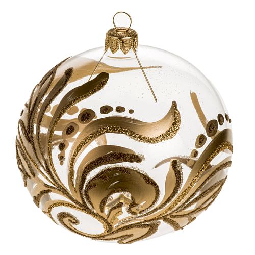 Christmas tree bauble, transparent glass golden decorations 10cm 1