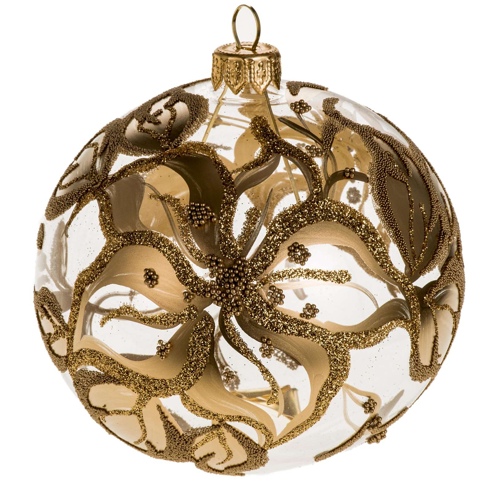 Kugel Weihnachtsbaum geblasenes Glas mit goldenen