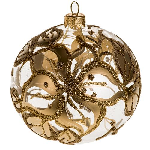 Christmas tree bauble, blown glass golden decorations 10cm 1