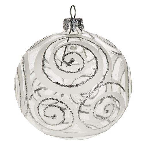 Christmas tree bauble, blown glass silver decorations 8cm 1