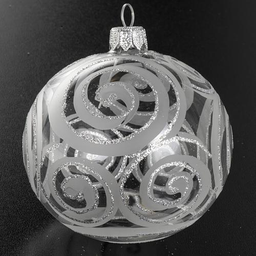 Christmas tree bauble, blown glass silver decorations 8cm 2