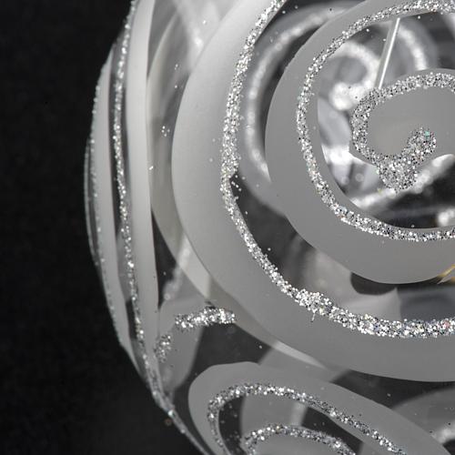 Christmas tree bauble, blown glass silver decorations 8cm 3