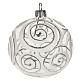 Christmas tree bauble, blown glass silver decorations 8cm s1