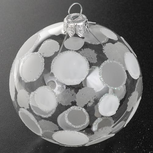 Christmas tree bauble, transparent blown glass white decorations 2