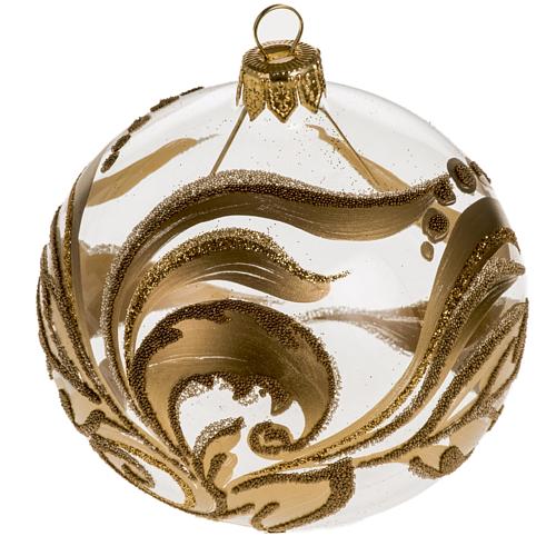 Christmas tree bauble, painted blown glass gold decorations 8cm 1