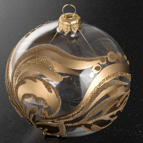 Christmas tree bauble, painted blown glass gold decorations 8cm 2