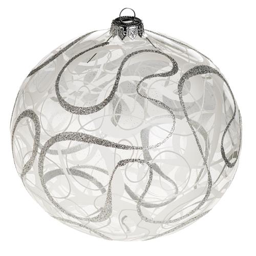 Christmas tree bauble, painted glass, silver 15cm 1