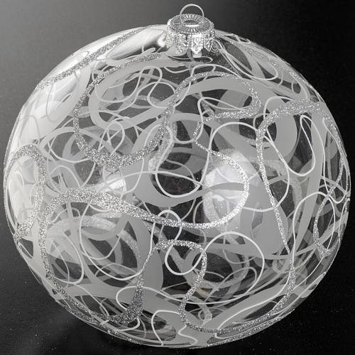 Christmas tree bauble, painted glass, silver 15cm 2