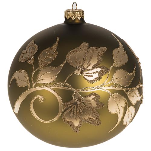 Kugel Weihnachtsbaum goldenes Glas gemalt 15 cm 1