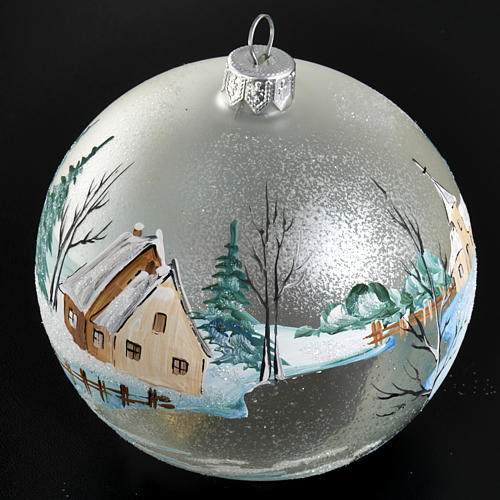 Kugel Weihnachtsbaum  verschneite Landschaft 10 cm 2